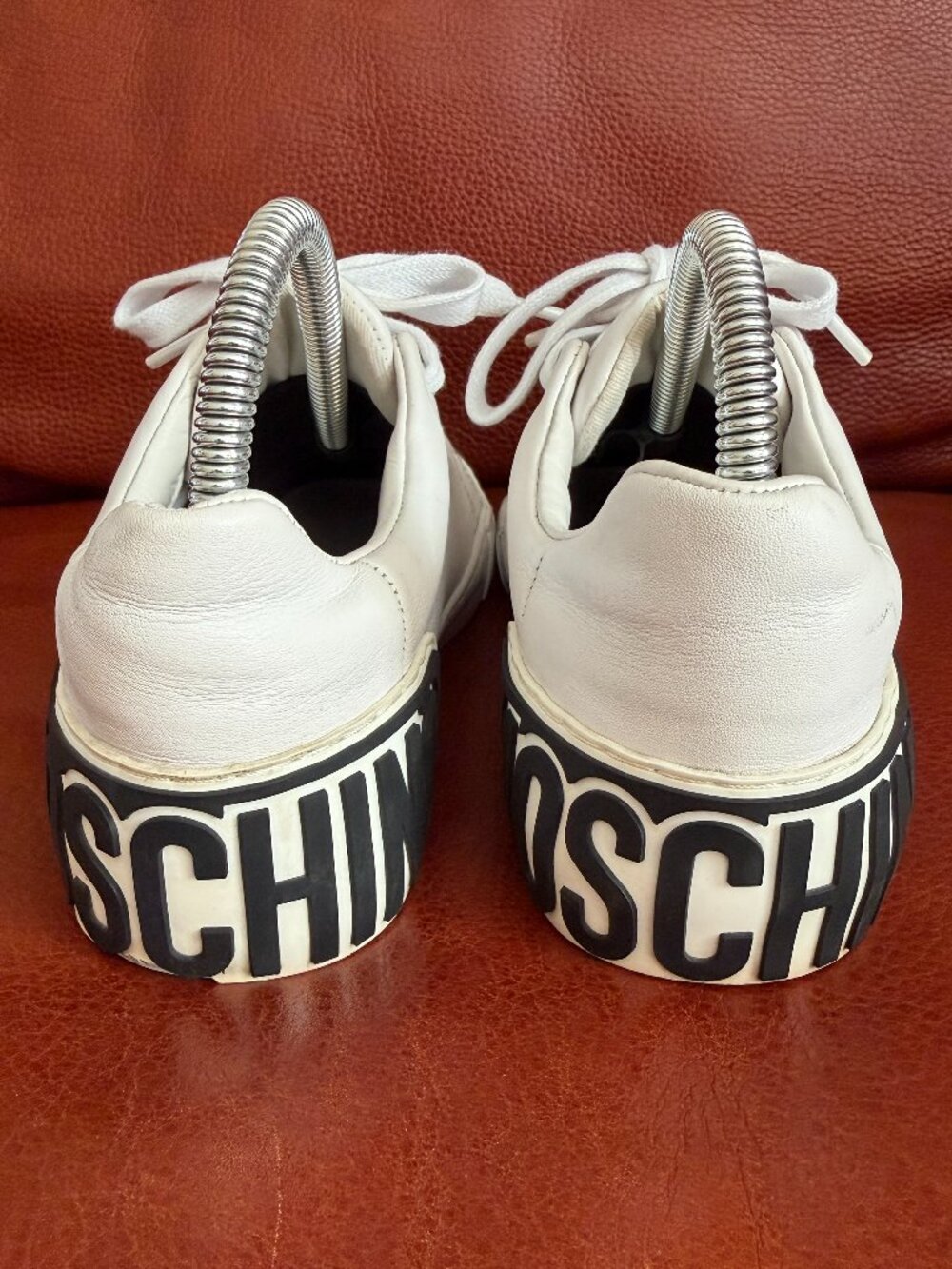 Moschino Women's White Leather Maxi Logo Sneakers Size: EU37 US6 - Picture 7 of 16